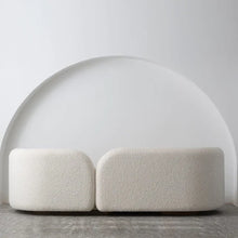 Load image into Gallery viewer, Milky White Boucle Round Shaped Upholstery Arm Sofa