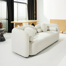 Load image into Gallery viewer, Milky White Boucle Round Shaped Upholstery Arm Sofa
