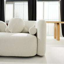 Load image into Gallery viewer, Milky White Boucle Round Shaped Upholstery Arm Sofa