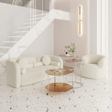 Load image into Gallery viewer, Milky White Boucle Round Shaped Upholstery Arm Sofa