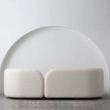 Load image into Gallery viewer, Milky White Boucle Round Shaped Upholstery Arm Sofa
