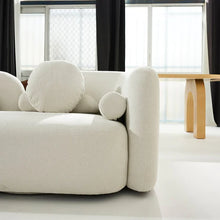 Load image into Gallery viewer, Milky White Boucle Round Shaped Upholstery Arm Sofa
