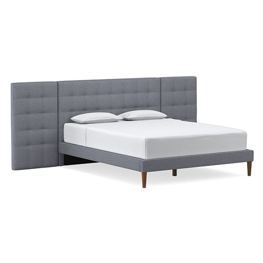 Grid-Tufted Upholstered Wide Bed