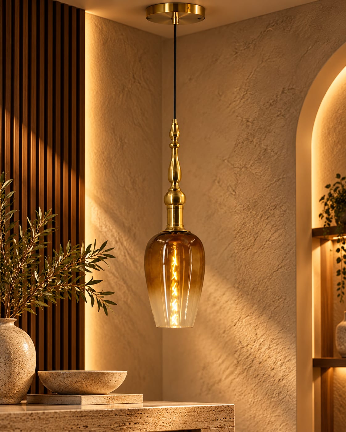 Single Pendant Light - Code CD 4555-1 | Walnut Studio