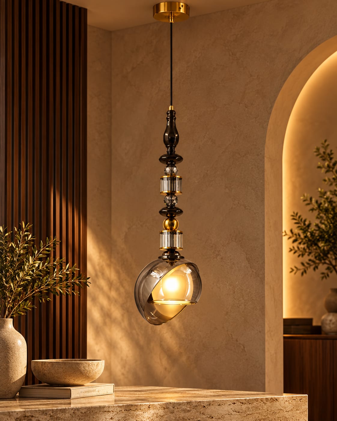 Designer Pendant Light - Code CD4208-1B | Walnut Studio