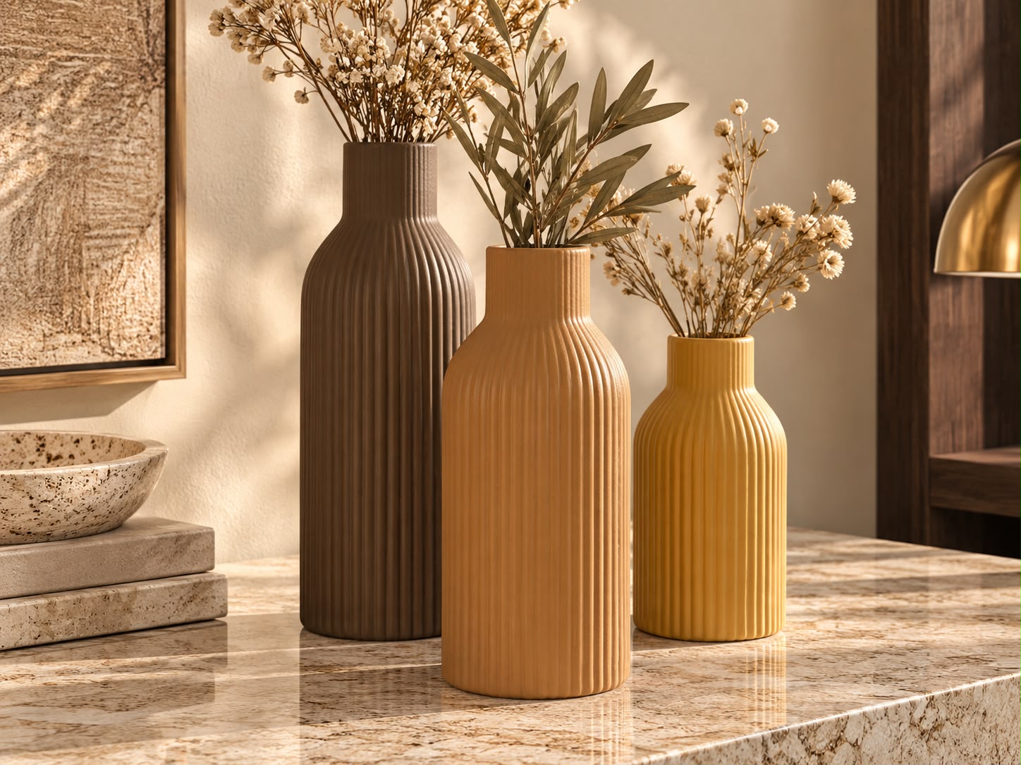 Ribbed Bottle Vase Set
