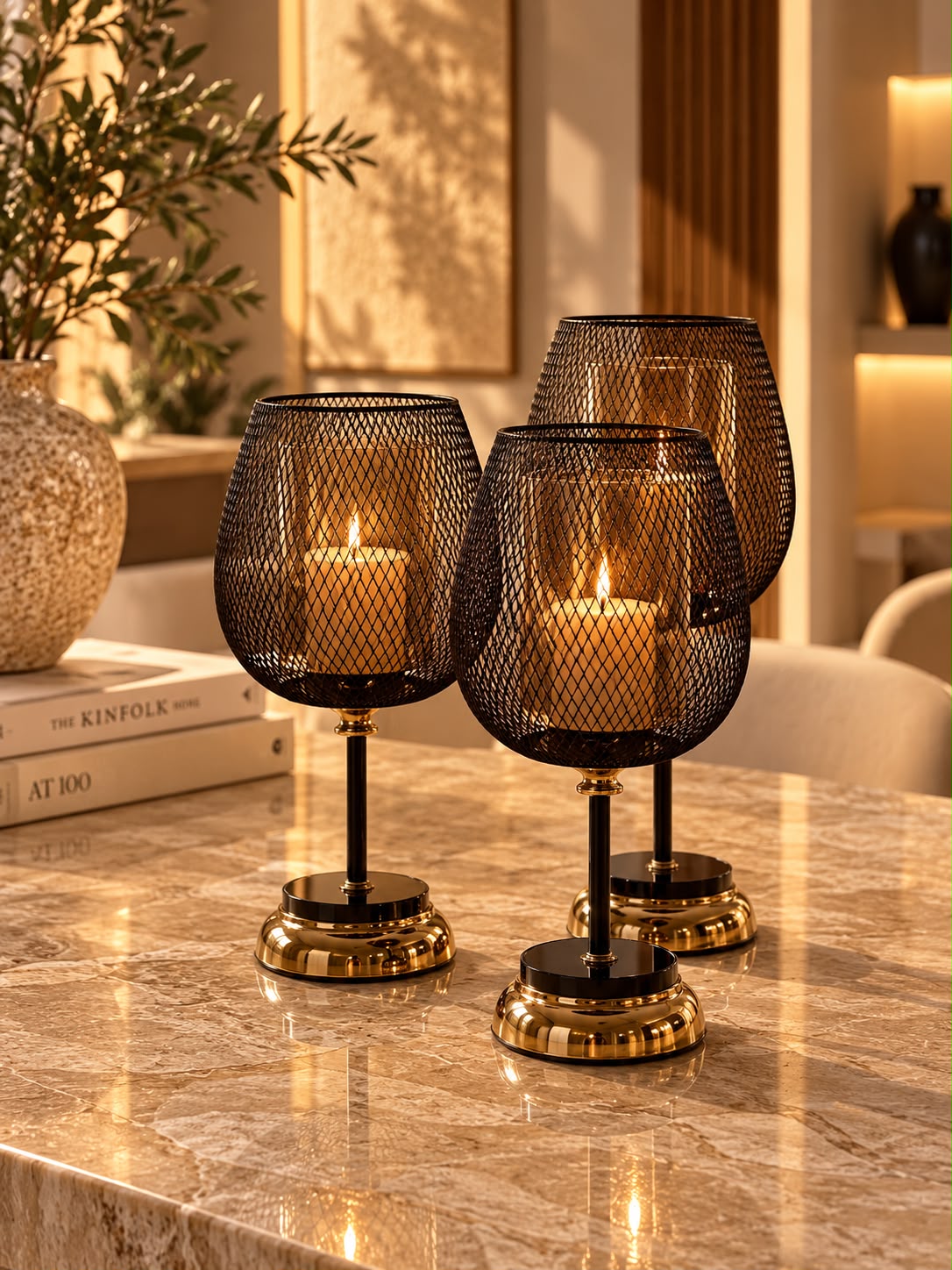 Black Mesh Goblet Lanterns